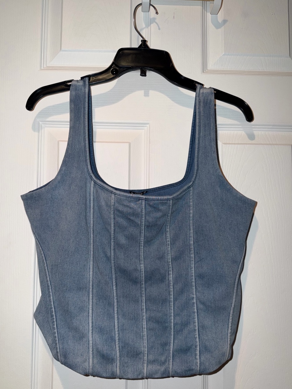 Express Light Blue Denim-Style Tank Top